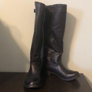 Black riding boot with zipper up the back